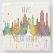 ニューヨークのNYのスカイライン-石はコースターを飲みます ストーンコースター (正面)
