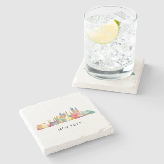 ニューヨークのNYのスカイラインWB1 - ストーンコースター (横)