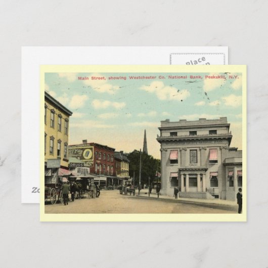 ニューヨークのPeekskillのメインヴィンテージ ポストカード (正面/裏面)