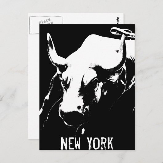 ニューヨークはがきブル像NYC土産カード ポストカード (正面/裏面)