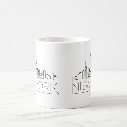 ニューヨークはスカイラインを様式化しました コーヒーマグカップ (中央)