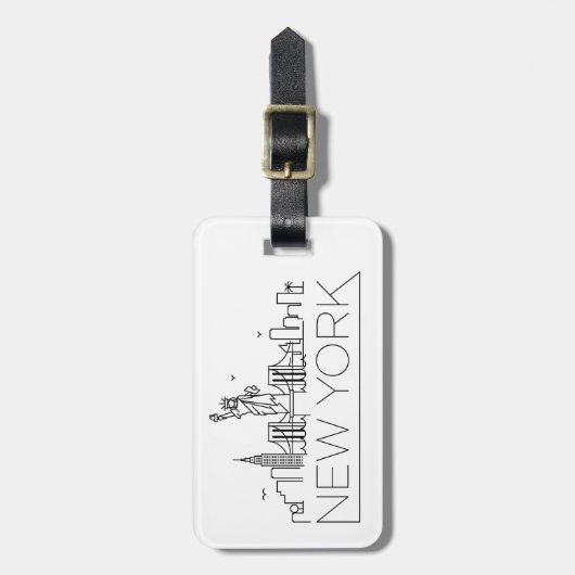 ニューヨークはスカイラインを様式化しました ラゲッジタグ (正面縦)