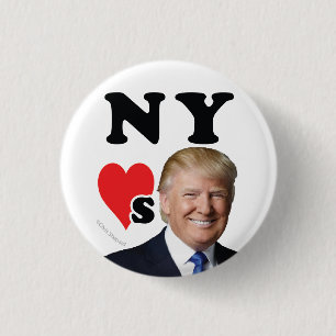 ニューヨークはドナルド・トランプ大きいApple Manhatten NYを愛します 缶バッジ