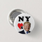 ニューヨークはドナルド・トランプ・ビッグ・アップル・マンハッテン・ニューヨークが大好き 缶バッジ (正面&裏面)