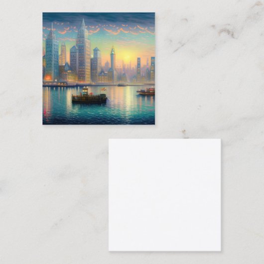 ニューヨークは最も象徴的で象徴的な鮮やか国の一つ スクエア名刺 (正面/裏面)