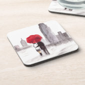 ニューヨークは赤い傘の水色のカップルを愛する コースター (左側)