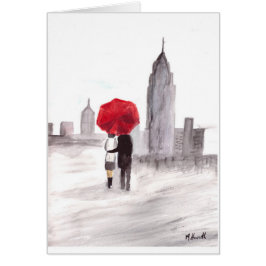 ニューヨークは赤い傘を持ったカップルを愛する