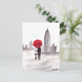 ニューヨークは赤い傘を持ったカップルを愛する ポストカード (スタンド正面)