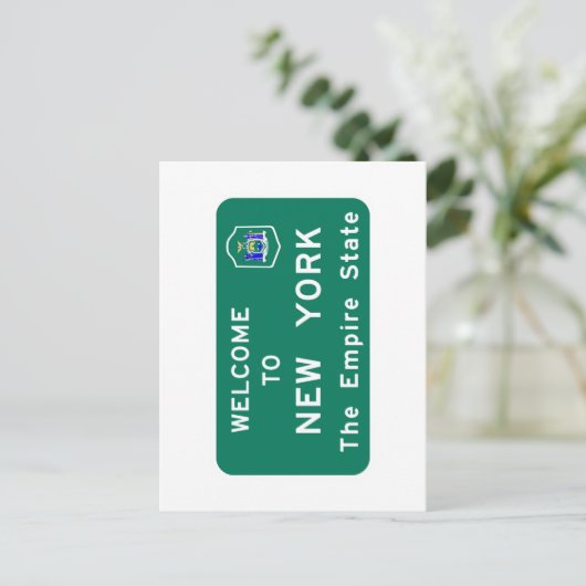 ニューヨークへようこそ – USA Road Sign ポストカード (スタンド正面)