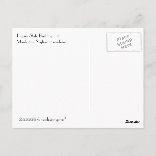 ニューヨークよりのご挨拶 ポストカード (裏面)