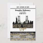 ニューヨークをテーマにした誕生日パーティーへの招待状です。 招待状 (正面)