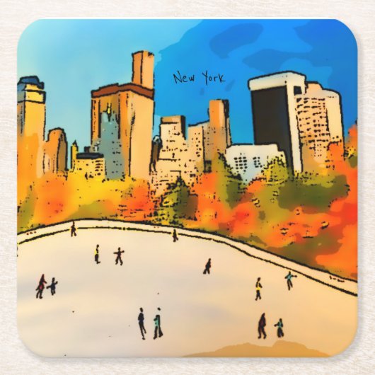 ニューヨークアイスリンクセントラルパークウォッチ スクエアペーパーコースター (正面)