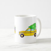 ニューヨークイエローキャブのタクシーのクリスマスプレゼント コーヒーマグカップ (正面右)