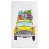 ニューヨークイエローキャブのタクシーのクリスマスプレゼント スモールペーパーバッグ (裏面)