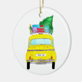 ニューヨークイエローキャブのタクシーのクリスマスプレゼント セラミックオーナメント (左)