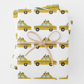 ニューヨークイエローキャブのタクシーのクリスマスプレゼント ラッピングペーパーシート (インサイチュ)