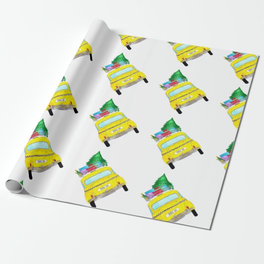 ニューヨークイエローキャブのタクシーのクリスマスプレゼント ラッピングペーパー (アンロールド)