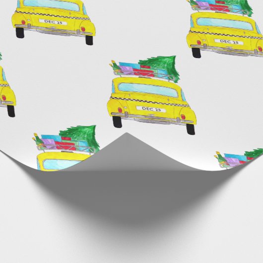 ニューヨークイエローキャブのタクシーのクリスマスプレゼント ラッピングペーパー (角)