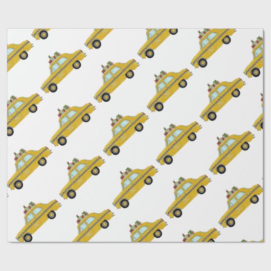 ニューヨークイエローキャブのタクシーのクリスマスプレゼント ラッピングペーパー (フラット)