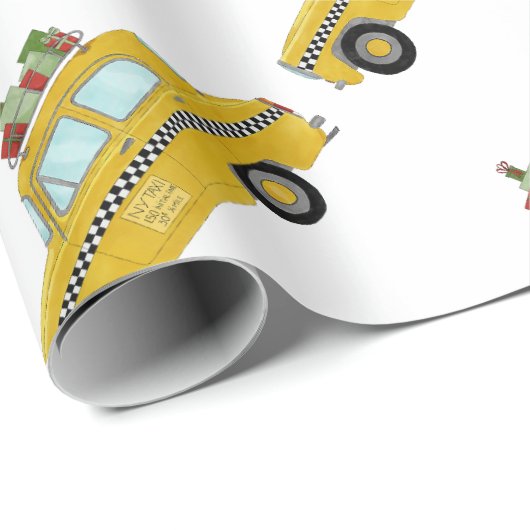 ニューヨークイエローキャブのタクシーのクリスマスプレゼント ラッピングペーパー (ロールコーナー)