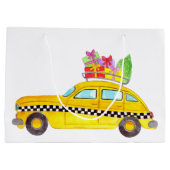 ニューヨークイエローキャブのタクシーのクリスマスプレゼント ラージペーパーバッグ (裏面)