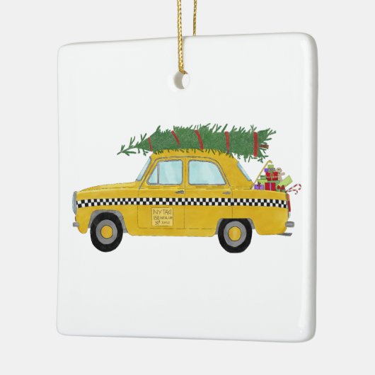 ニューヨークイエローキャブタクシークリスマスツリー セラミックオーナメント (左)
