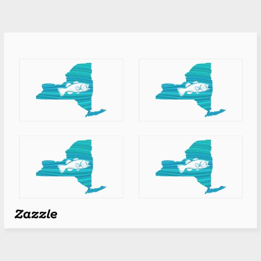 ニューヨークウェーブ魚釣り 長方形シール (シート)