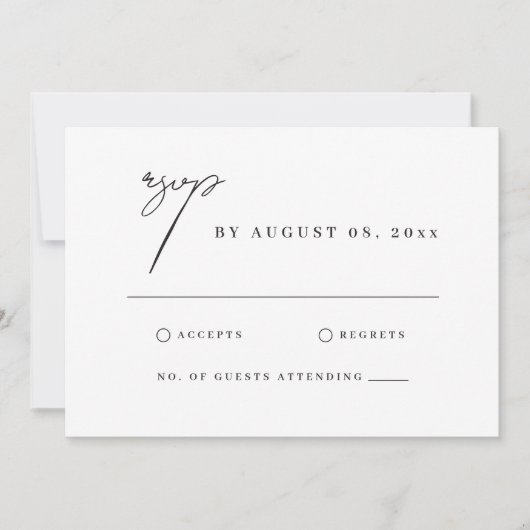 ニューヨークウォーターカラーイラストレーションウェディングRSVP カード (正面)