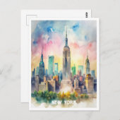 ニューヨークウォーター絵を描カラー ポストカード (正面/裏面)