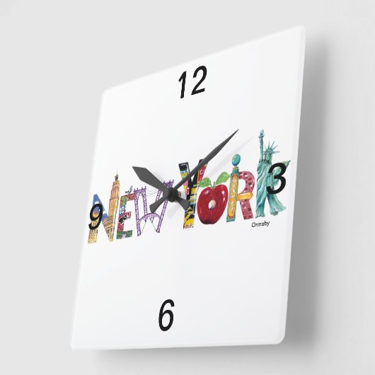ニューヨークウォールクロック スクエア壁時計 (傾斜)