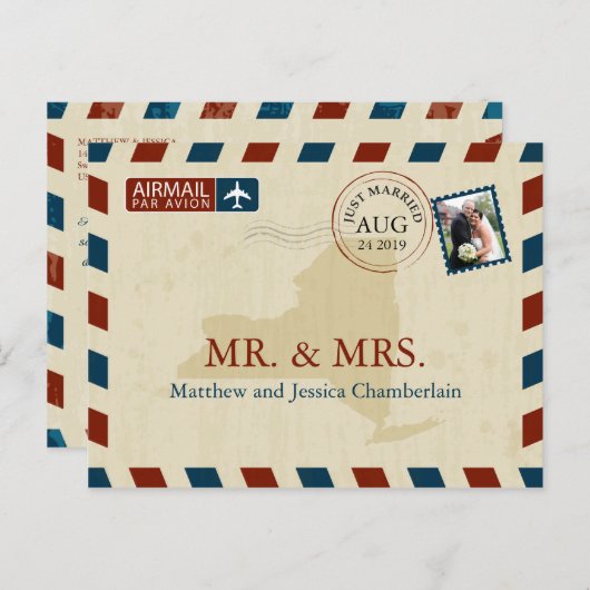 ニューヨークエアメール | 結婚感謝 ポストカード (正面/裏面)