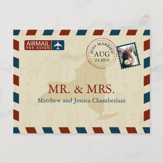 ニューヨークエアメール | 結婚感謝 ポストカード (正面)