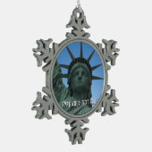 ニューヨークオーナメントパーソナライズされたニューヨークサミナリー スノーフレークピューターオーナメント (左)