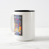 ニューヨークカラフルシティタイムズスクエアトラベルポスター ツートーンマグカップ (正面左)