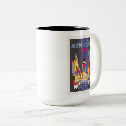ニューヨークカラフルシティタイムズスクエアトラベルポスター ツートーンマグカップ (正面右)