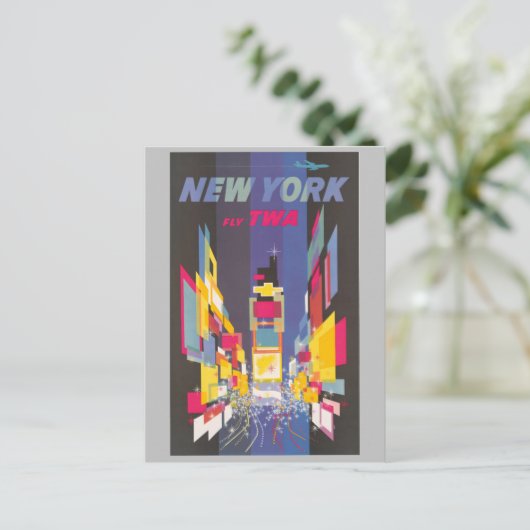 ニューヨークカラフルシティタイムズスクエアトラベルポスター ポストカード (スタンド正面)