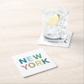 ニューヨークカラフル文字     スクエアペーパーコースター (インサイチュ)