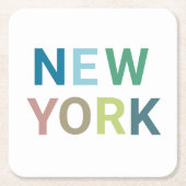 ニューヨークカラフル文字     スクエアペーパーコースター (正面)