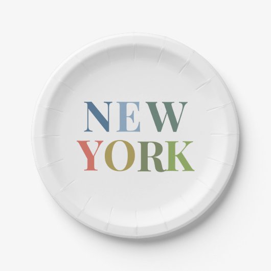 ニューヨークカラフル文字 ペーパープレート (正面)