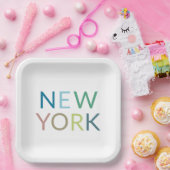 ニューヨークカラフル文字 ペーパープレート (パーティー)