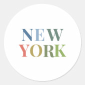 ニューヨークカラフル文字 ラウンドシール (正面)