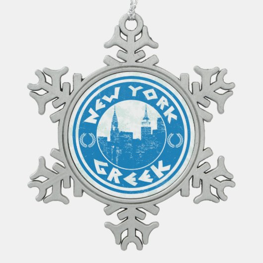 ニューヨークギリシャ系アメリカンクリスマスツリーオーナメント スノーフレークピューターオーナメント (正面)