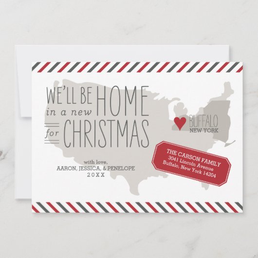ニューヨーククリスマスムービングアナウンスメントホリデー シーズンカード (正面)