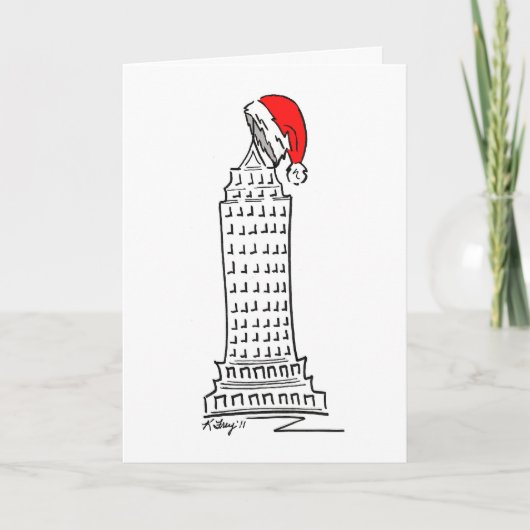 ニューヨーククリスマスNYC超高層ビルサンタ建物 シーズンカード (正面)