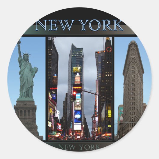 ニューヨーククールステッカーNew York Souvenirステッカー ラウンドシール (正面)