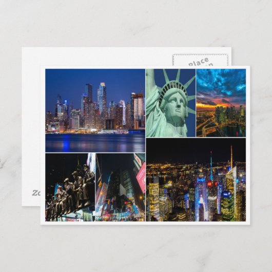 ニューヨークコラージュusaシティトラベルアメリカモンタージュ ポストカード (正面/裏面)
