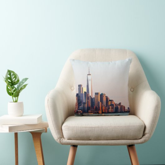 ニューヨークサンセットスカイラインビューオブワールドトレードセンター クッション (椅子)
