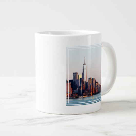 ニューヨークサンセットスカイラインビューオブワールドトレードセンター ジャンボコーヒーマグカップ (正面右)