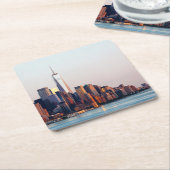 ニューヨークサンセットスカイラインビューオブワールドトレードセンター スクエアペーパーコースター (アングル)