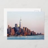 ニューヨークサンセットスカイラインビューオブワールドトレードセンター ポストカード (正面/裏面)